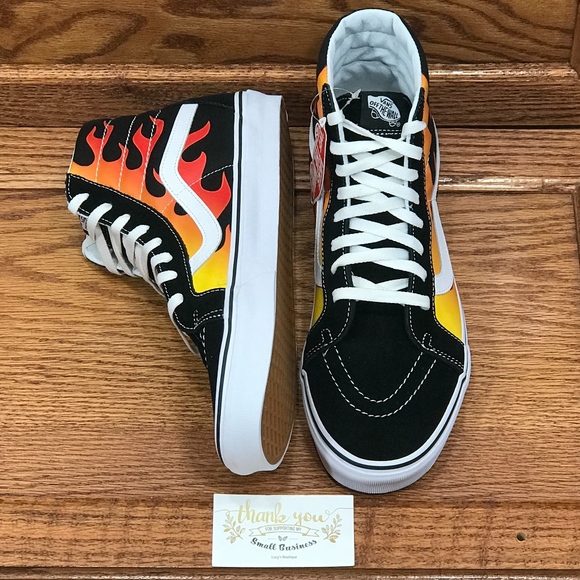 Vans Sk8 Hi Reissue Flame Black True White Shoes - Picture 5 of 8
